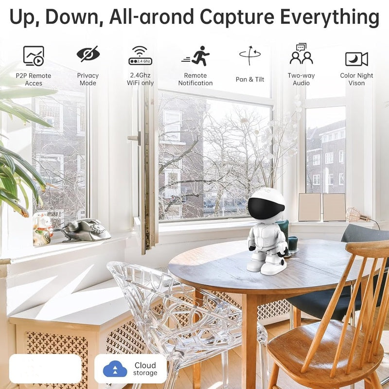 👍🤖Caméra robot sans fil de détection de mouvement d'intérieur
