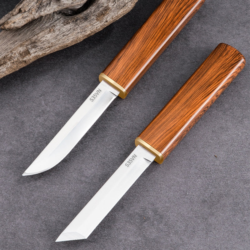 Ensemble de Couteaux Doubles 2 en 1 avec Manche en Bois