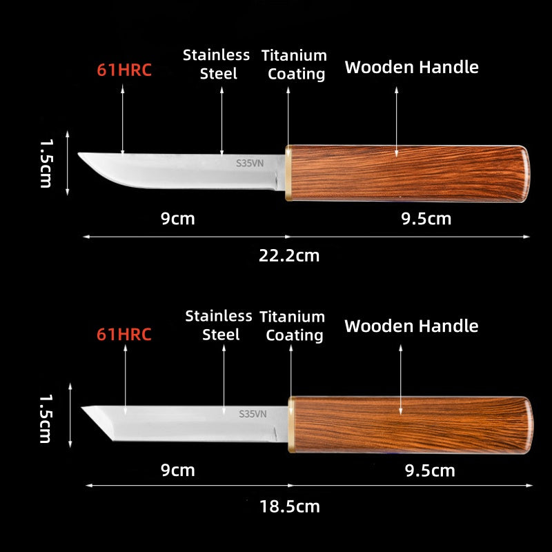 Ensemble de Couteaux Doubles 2 en 1 avec Manche en Bois