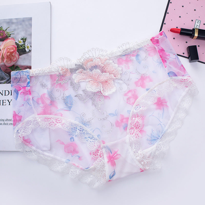 Culotte en Coton Antibactérien avec Broderie en Dentelle