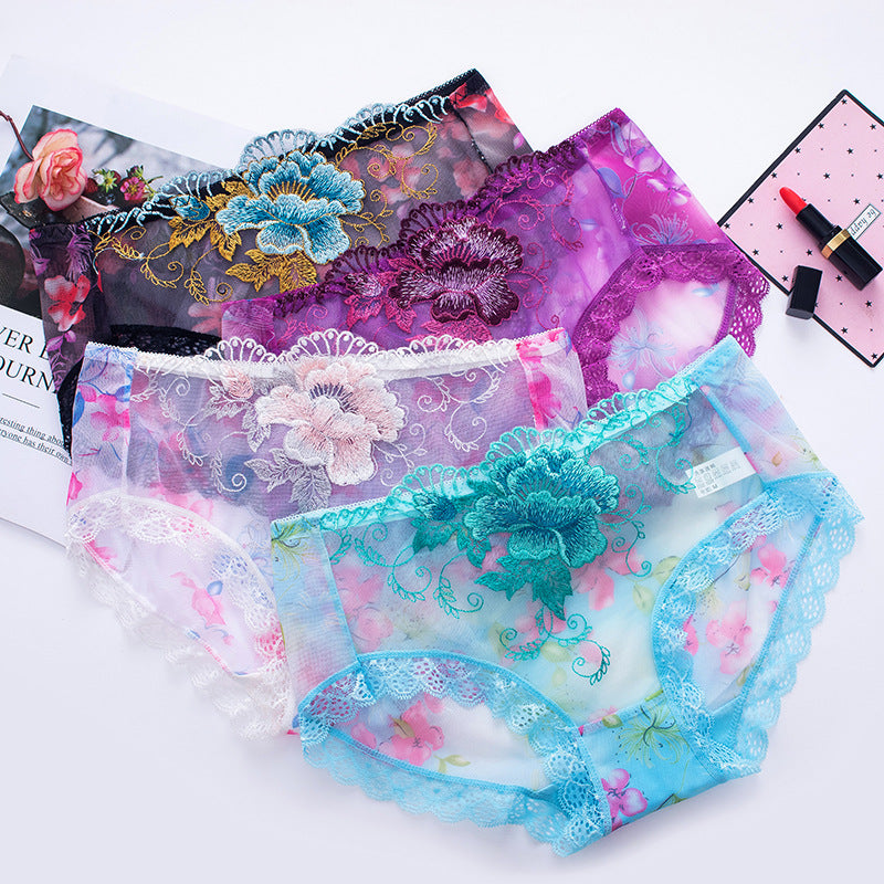 Culotte en Coton Antibactérien avec Broderie en Dentelle