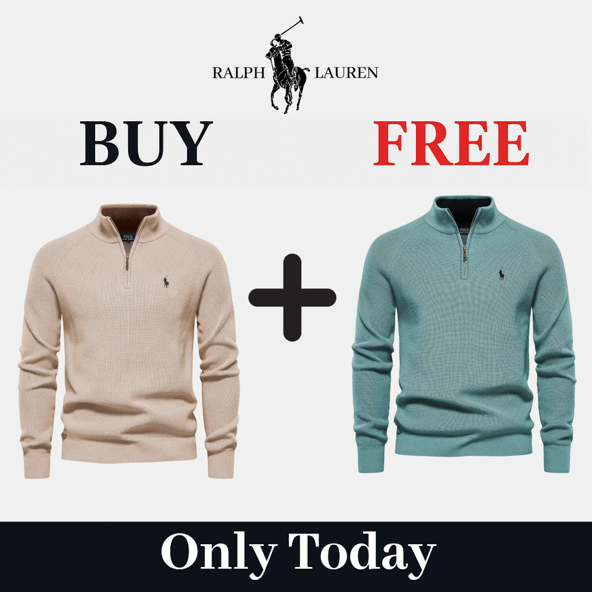 BUY 1, GET 2 - R&L 1+1 Zip Neck Sweater (CLEARANCE)