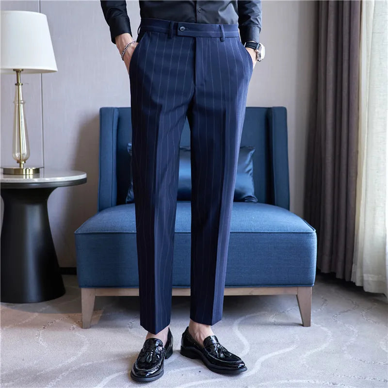 Pinstripe Suit Trousers for Men