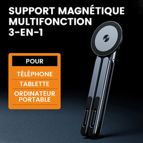 Support Magnétique Multifonction 3-en-1 pour Téléphone, Tablette et Ordinateur Portable