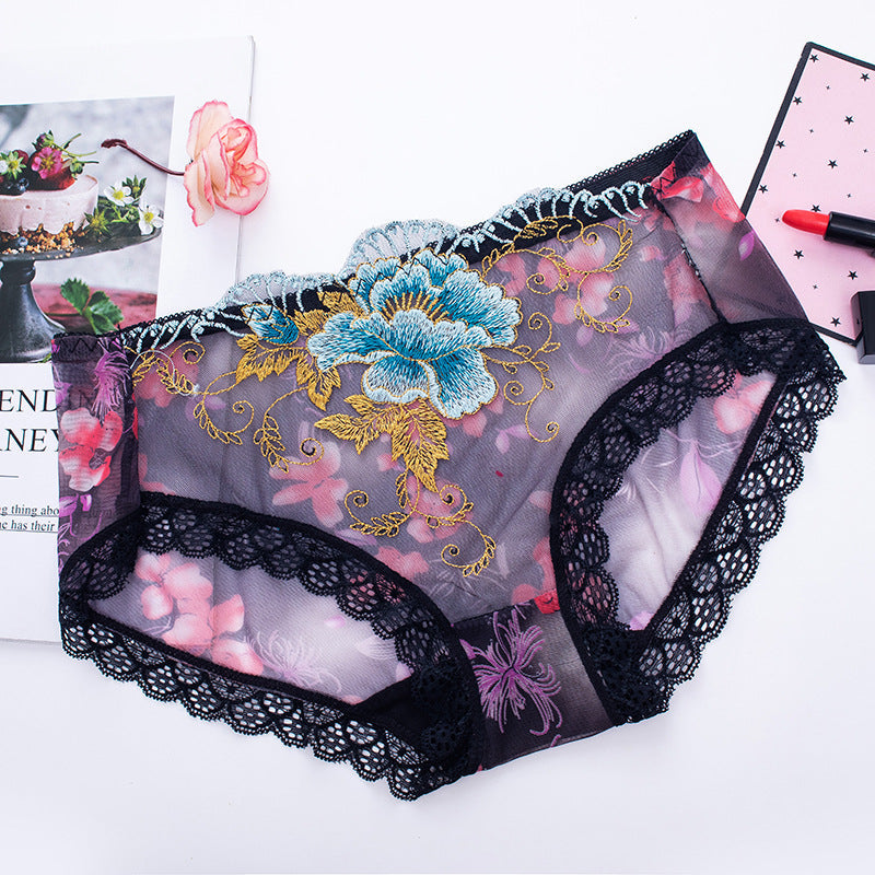 Culotte en Coton Antibactérien avec Broderie en Dentelle